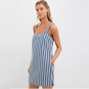 NWT TUCKERNUCK POMANDER PLACE Lake Blue Stripe Denim Cassie Dress size Small